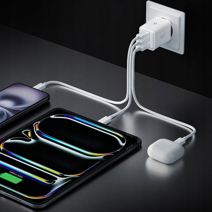 Punjač za mrežu Spigen EE473EU Essential, 47W, 3A, 1 x USB-A - 2 x USB-C, Beli ACH09464