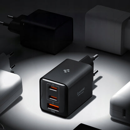 Punjač za mrežu Spigen EE473EU Essential, 47W, 3A, 1 x USB-A - 2 x USB-C, Crni ACH09465