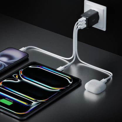 Punjač za mrežu Spigen EE473EU Essential, 47W, 3A, 1 x USB-A - 2 x USB-C, Crni ACH09465