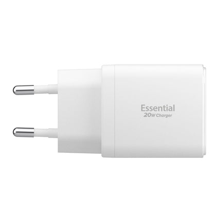 Punjač mreže Spigen Essential, 20W, 3A, 1 x USB-A - 1 x USB-C, Beli ACH08704