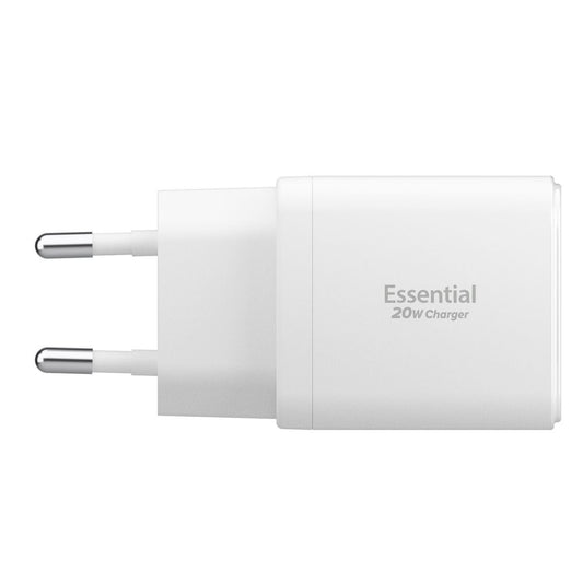 Punjač mreže Spigen Essential, 20W, 3A, 1 x USB-A - 1 x USB-C, Beli ACH08704