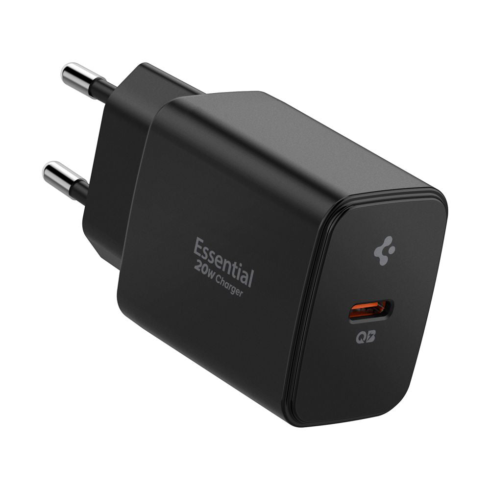 Punjač za mrežu Spigen Essential, 20W, 3A, 1 x USB-C, Crni