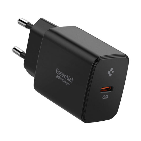Punjač za mrežu Spigen Essential, 20W, 3A, 1 x USB-C, Crni