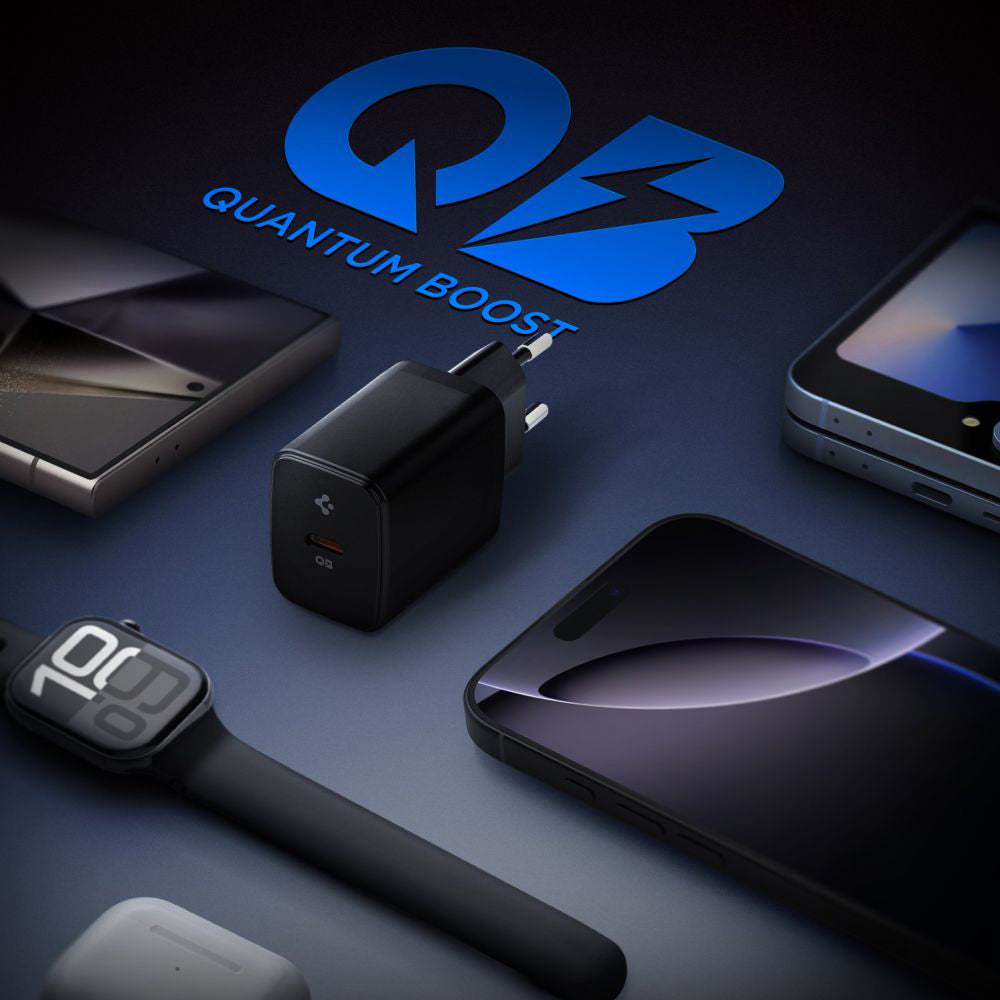 Punjač za mrežu Spigen Essential, 20W, 3A, 1 x USB-C, Crni