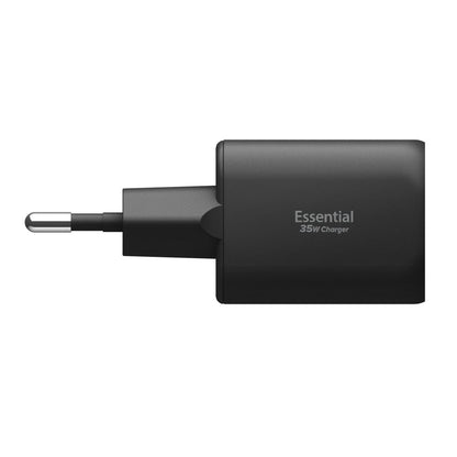 Punjač za mrežu Spigen Essential, 35W, 3A, 1 x USB-A - 1 x USB-C, Crni
