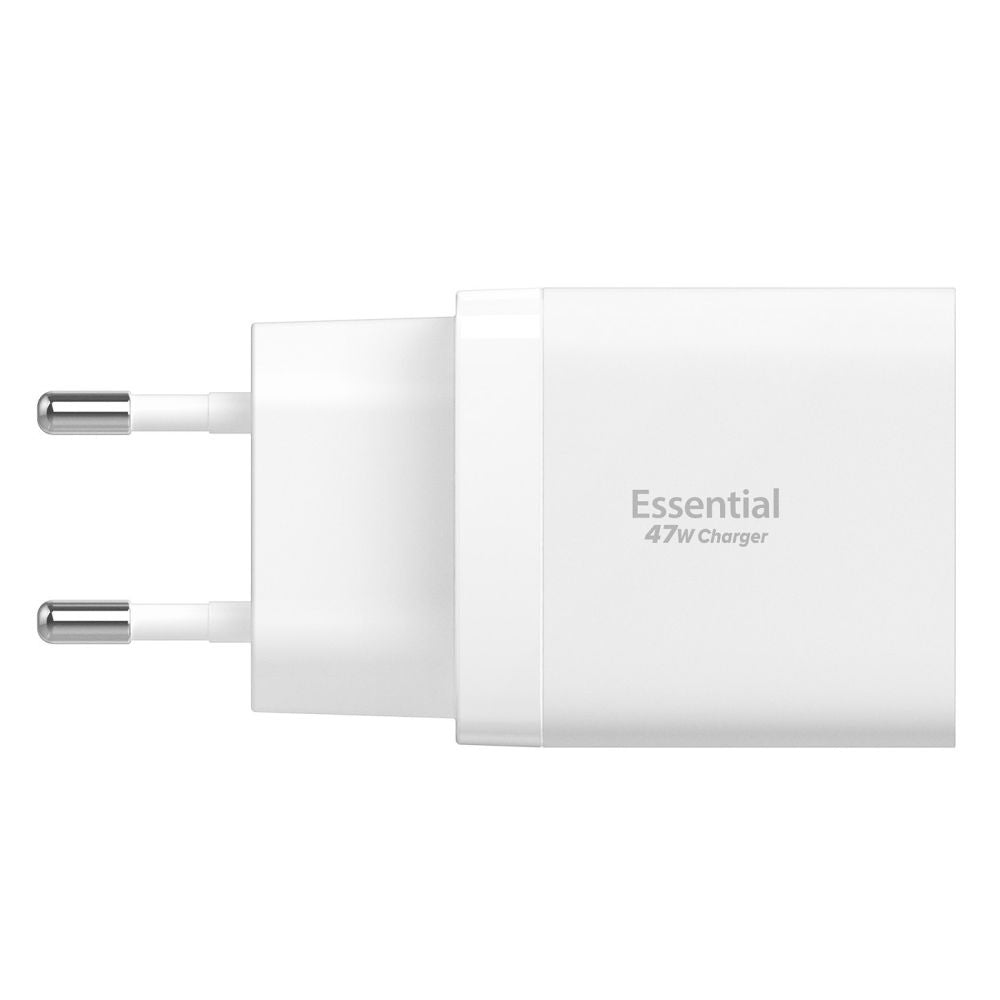 Punjač za mrežu Spigen Essential, 47W, 3A, 2 x USB-C, Beli ACH08707