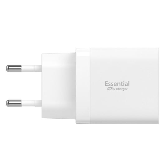 Punjač za mrežu Spigen Essential, 47W, 3A, 2 x USB-C, Beli