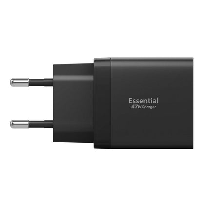 Punjač za mrežu Spigen Essential, 47W, 3A, 2 x USB-C, Crni