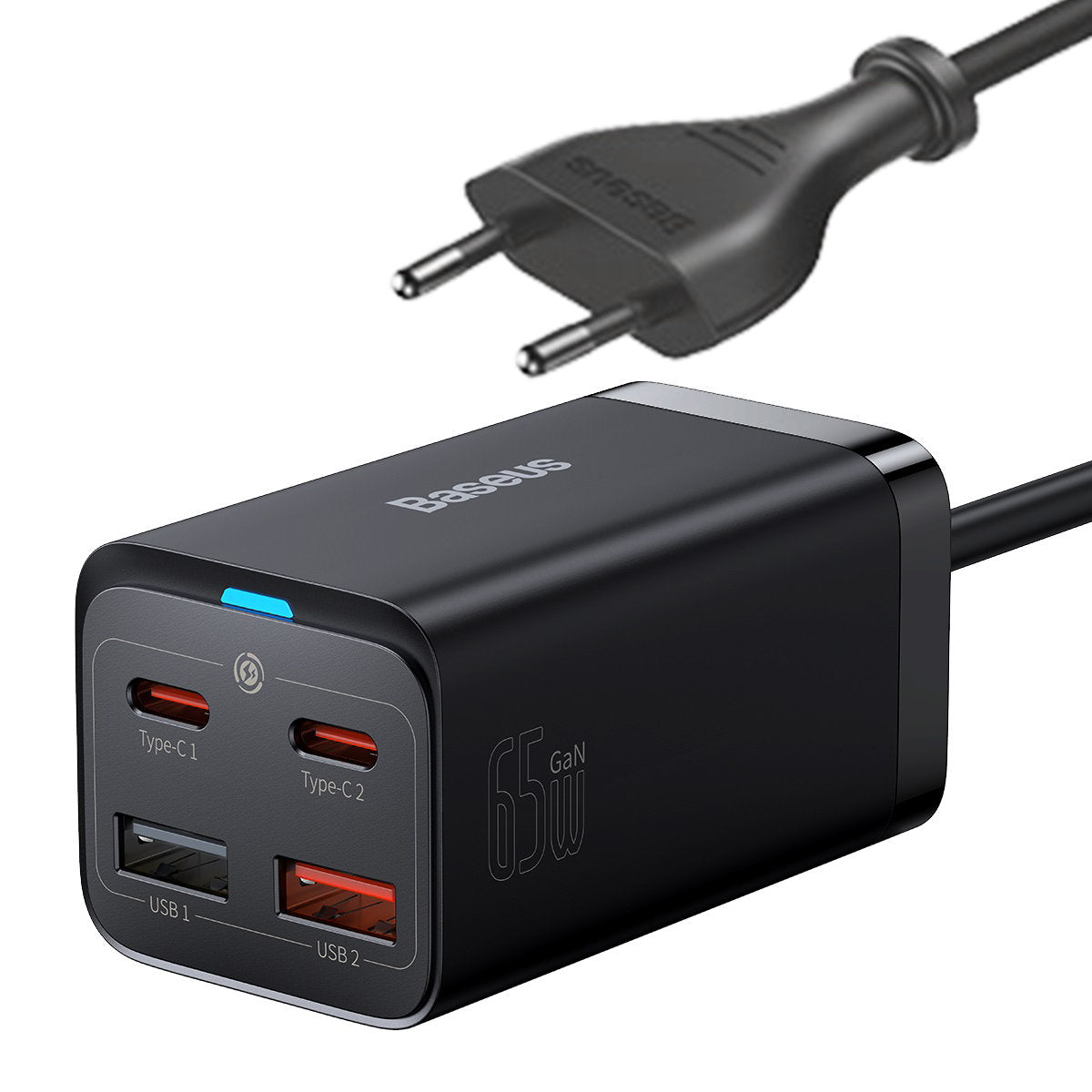 Punjač Baseus GaN3 Pro stacionarna stanica, 65W, 3A, 2 x USB-A - 2 x USB-C, Crni CCGP040101