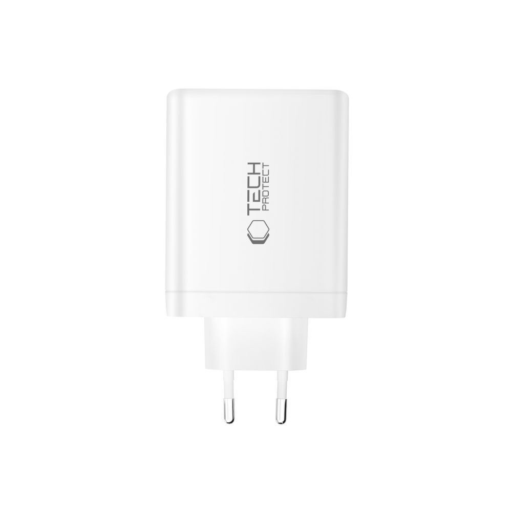 Punjač mreže Tech-Protect NC120W-GAN, 120W, 5A, 1 x USB-A - 3 x USB-C, Beli