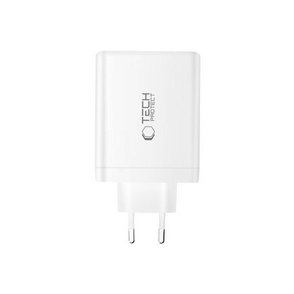 Punjač mreže Tech-Protect NC120W-GAN, 120W, 5A, 1 x USB-A - 3 x USB-C, Beli