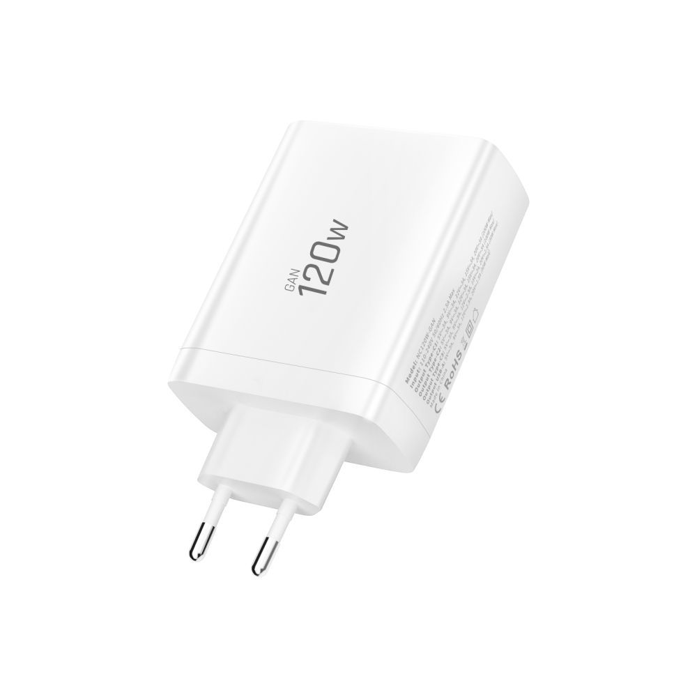 Punjač mreže Tech-Protect NC120W-GAN, 120W, 5A, 1 x USB-A - 3 x USB-C, Beli
