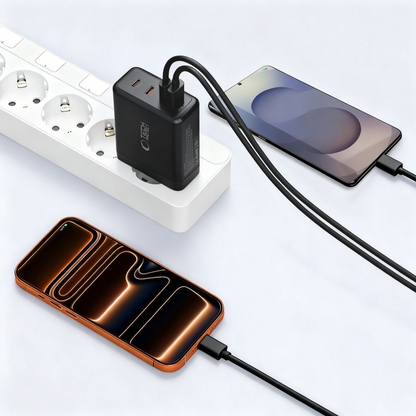 Punjač mreže Tech-Protect NC120W-GAN, 120W, 5A, 1 x USB-A - 3 x USB-C, Crni