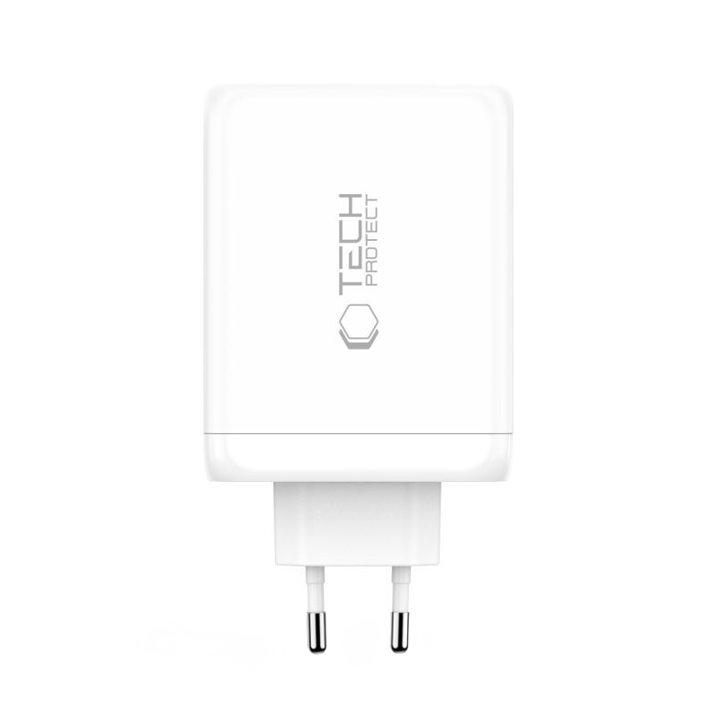 Punjač mreže Tech-Protect NC200W-GAN, 200W, 5A, 1 x USB-A - 3 x USB-C, Beli