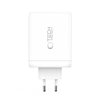 Punjač mreže Tech-Protect NC200W-GAN, 200W, 5A, 1 x USB-A - 3 x USB-C, Beli