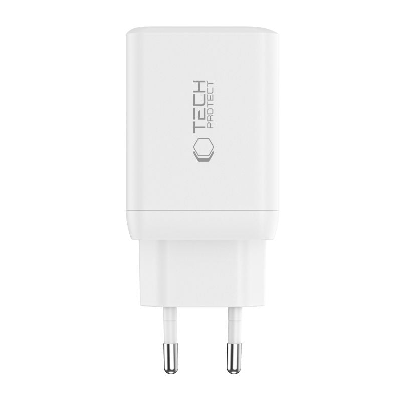 Network Charger Tech-Protect NC45W, 45W, 3A, 2 x USB-C, White 