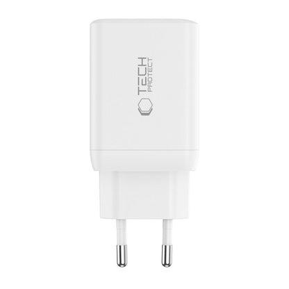 Network Charger Tech-Protect NC45W, 45W, 3A, 2 x USB-C, White 