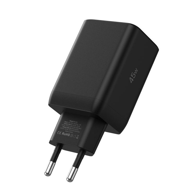 Punjač za mrežu Tech-Protect NC45W, 45W, 3A, 2 x USB-C, Crni