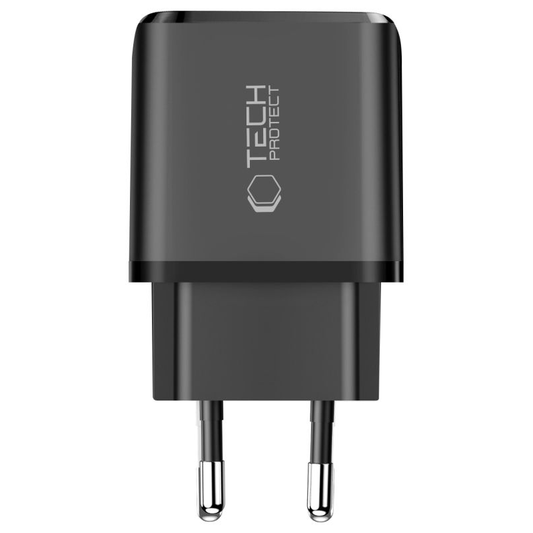 Punjač mreže Tech-Protect NCA45W, 45W, 3A, 1 x USB-A - 1 x USB-C, Crni