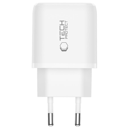 Punjač mreže Tech-Protect NCA45W, 45W, 3A, 1 x USB-A - 1 x USB-C, Beli