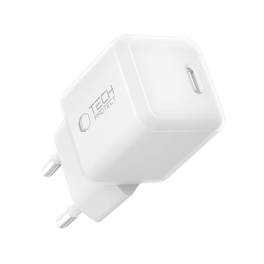 Mrežni punjač Tech-Protect NCM25, 25W, 3A, 1 x USB-C, Bela