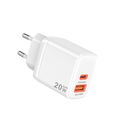 Punjač mreže Techsuit CH2 Duonix, 20W, 3A, 1 x USB-A - 1 x USB-C, Beli