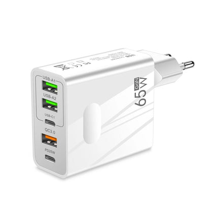 Punjač mreže Techsuit CHC1 PentaXPower, 25W, 3A, 3 x USB-A - 2 x USB-C, Beli