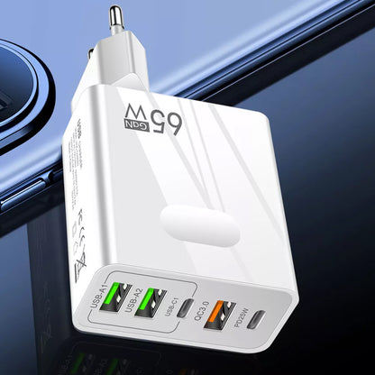 Punjač mreže Techsuit CHC1 PentaXPower, 25W, 3A, 3 x USB-A - 2 x USB-C, Beli