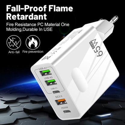 Punjač mreže Techsuit CHC1 PentaXPower, 25W, 3A, 3 x USB-A - 2 x USB-C, Crni