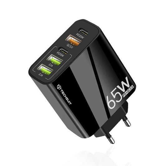 Punjač mreže Techsuit CHC2 PentaXPower, 20W, 3A, 3 x USB-A - 2 x USB-C, Crni