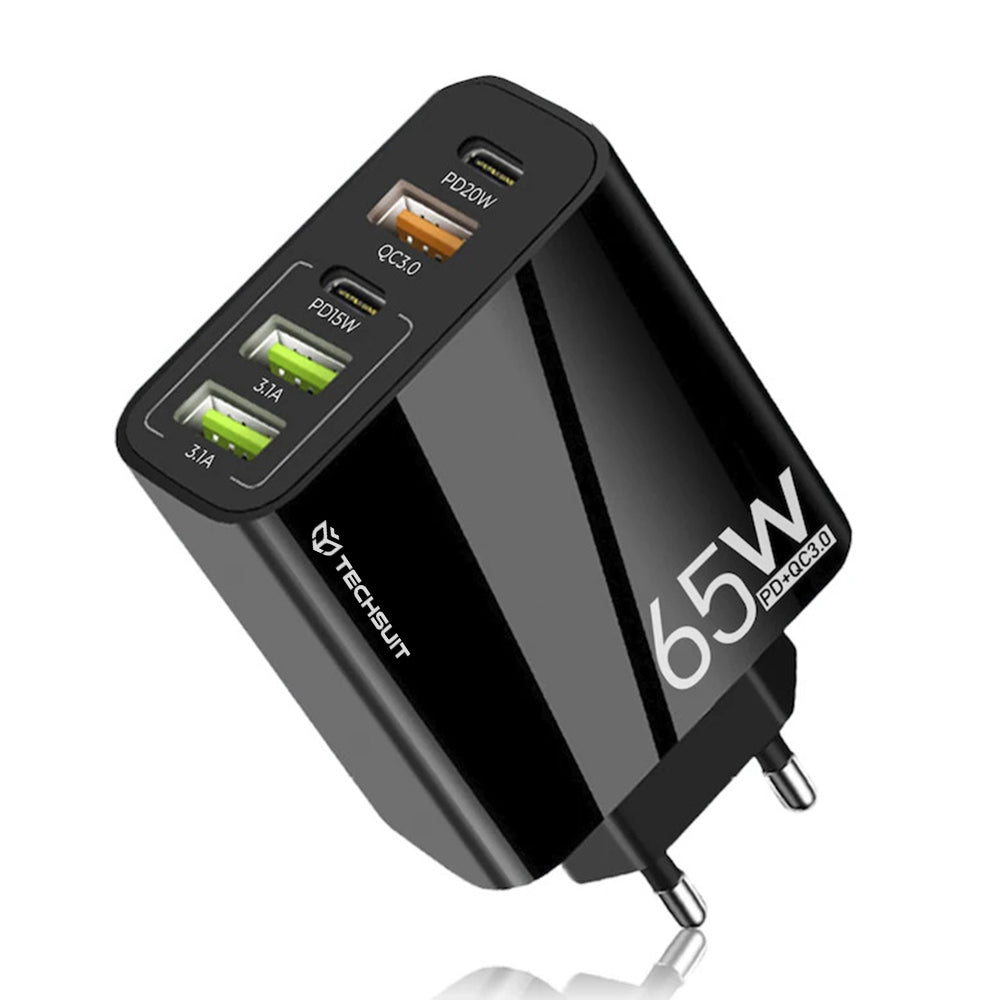 Punjač mreže Techsuit CHC2 PentaXPower, 20W, 3A, 3 x USB-A - 2 x USB-C, Crni