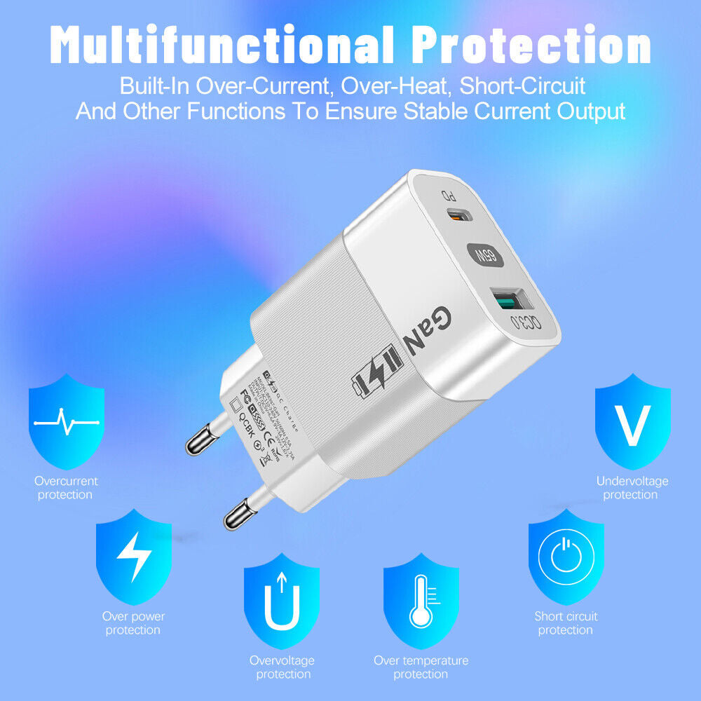 Mrežni punjač Techsuit CHPD131, 65W, 3.25A, 1 x USB-A - 1 x USB-C, Beli