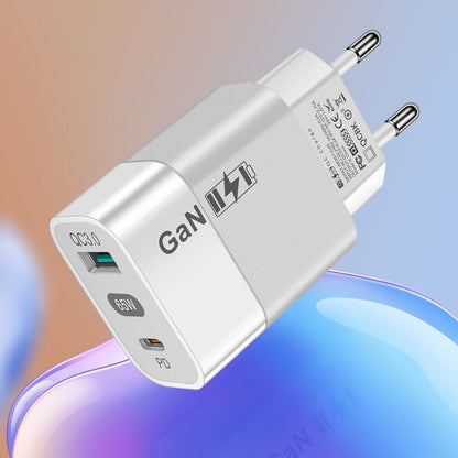 Mrežni punjač Techsuit CHPD131, 65W, 3.25A, 1 x USB-A - 1 x USB-C, Beli