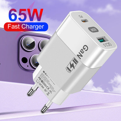 Mrežni punjač Techsuit CHPD131, 65W, 3.25A, 1 x USB-A - 1 x USB-C, Beli