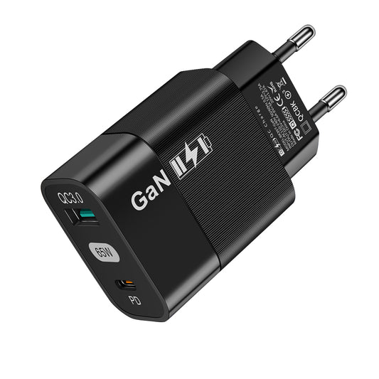 Punjač mreže Techsuit CHPD131, 65W, 3.25A, 1 x USB-A - 1 x USB-C, Crni