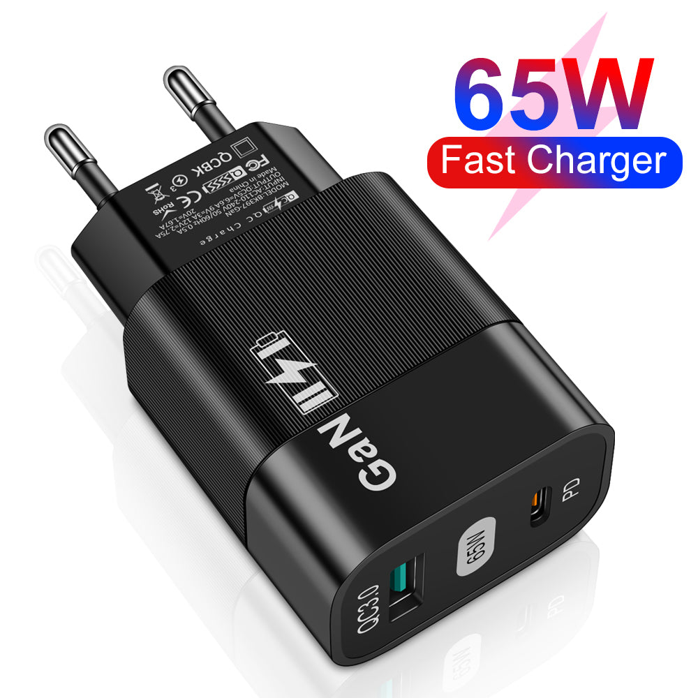 Punjač mreže Techsuit CHPD131, 65W, 3.25A, 1 x USB-A - 1 x USB-C, Crni