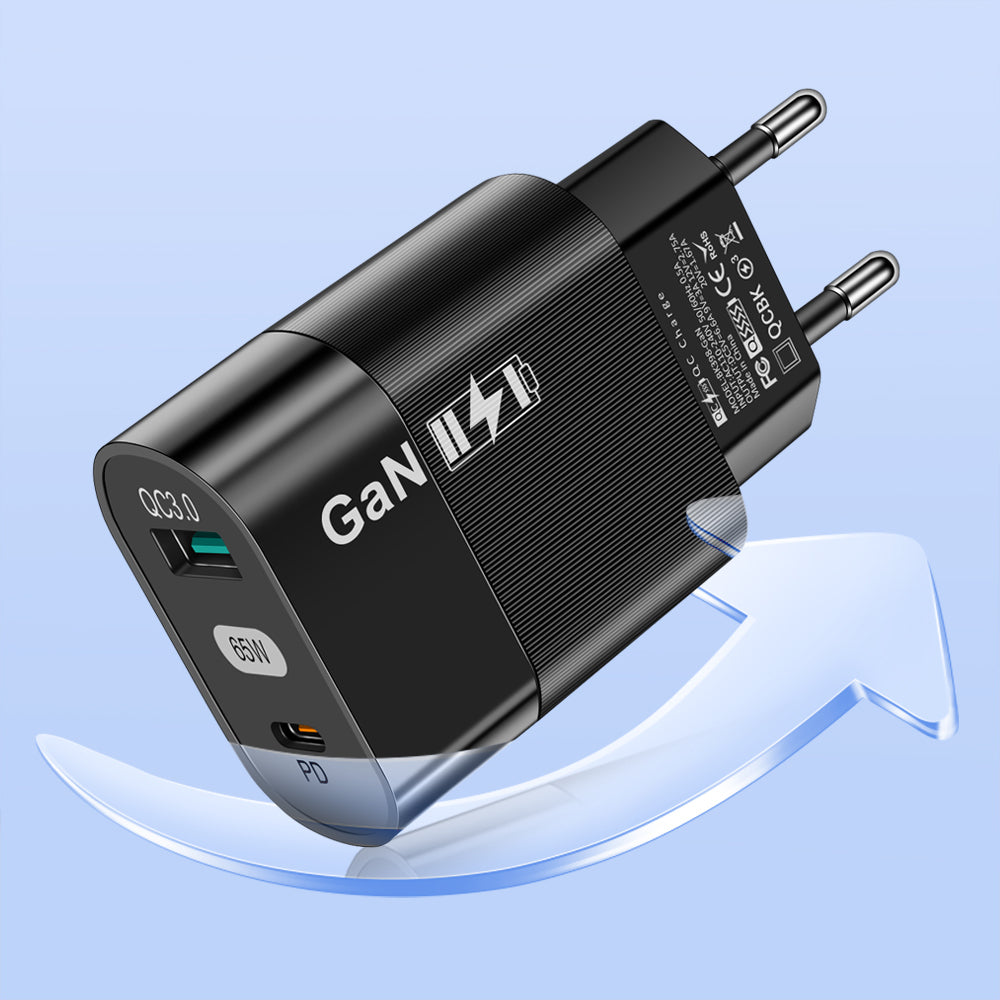 Punjač mreže Techsuit CHPD131, 65W, 3.25A, 1 x USB-A - 1 x USB-C, Crni