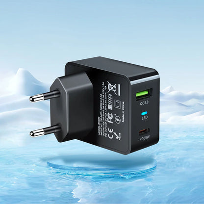 Punjač mreže Techsuit CHPD173 Tiny, 35W, 3A, 1 x USB-A - 1 x USB-C, Beli