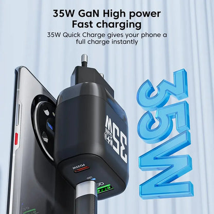 Punjač mreže Techsuit CHPD174, 35W, 3A, 1 x USB-A - 1 x USB-C, Beli