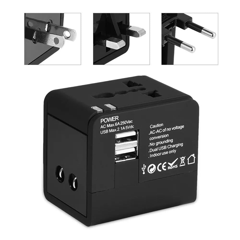 Punjač mreže Techsuit HHt148 Travel, 10W, 2A, 2 x USB-A, Crni