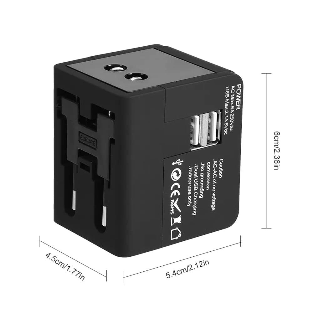 Punjač mreže Techsuit HHt148 Travel, 10W, 2A, 2 x USB-A, Crni