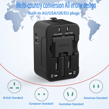 Punjač mreže Techsuit HHT202-2C Travel, 15W, 3A, 2 x USB-C, Crni