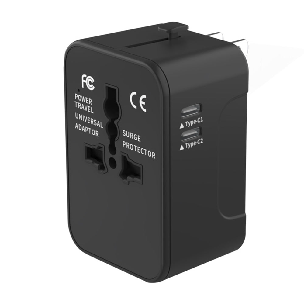 Punjač mreže Techsuit HHT202-2C Travel, 15W, 3A, 2 x USB-C, Crni