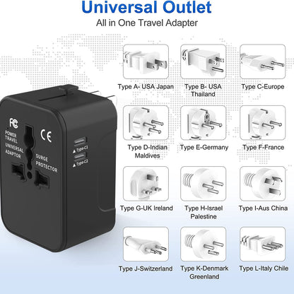 Punjač mreže Techsuit HHT202-2C Travel, 15W, 3A, 2 x USB-C, Crni