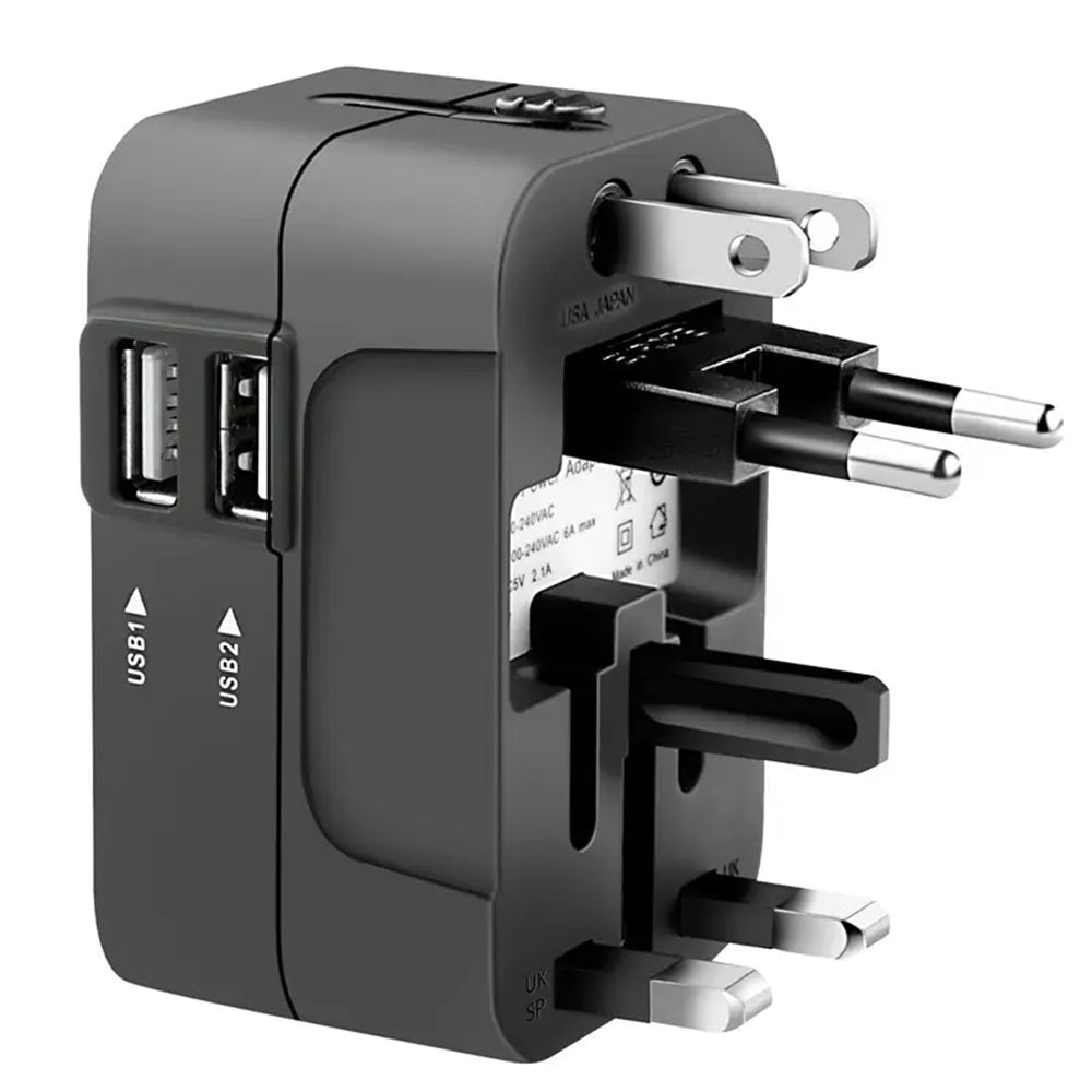 Punjač mreže Techsuit HHT202 Travel, 10W, 2A, 2 x USB-A, Crni