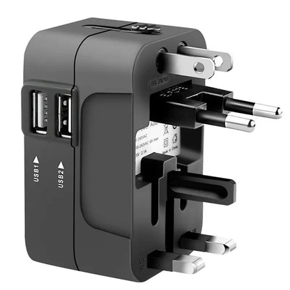 Punjač mreže Techsuit HHT202 Travel, 10W, 2A, 2 x USB-A, Crni