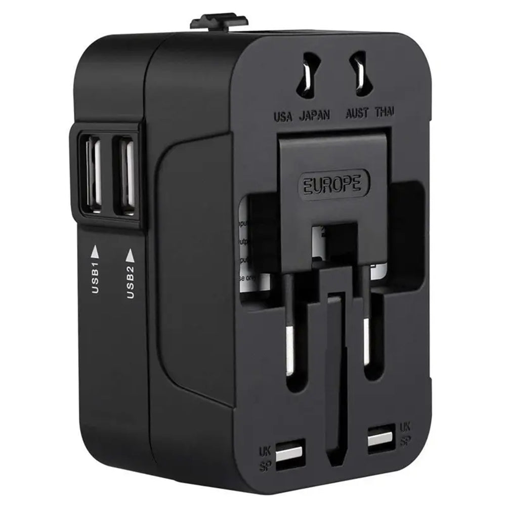 Punjač mreže Techsuit HHT202 Travel, 10W, 2A, 2 x USB-A, Crni