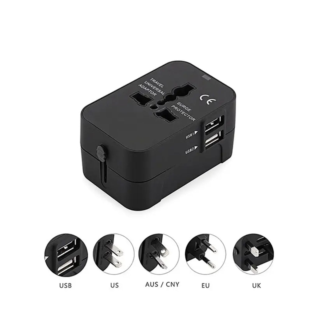 Punjač mreže Techsuit HHT202 Travel, 10W, 2A, 2 x USB-A, Crni