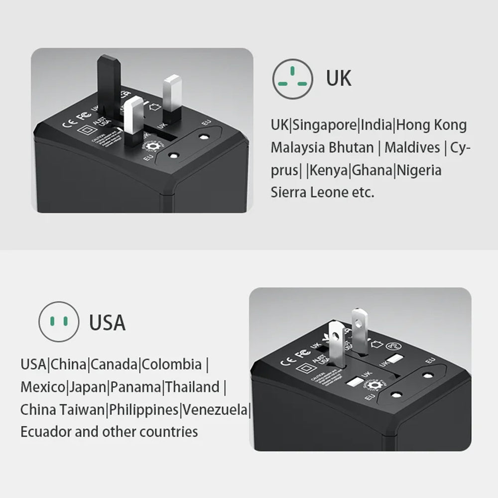 Punjač za mrežu Techsuit HHT904-B1 Travel, 15W, 3A, 3 x USB-A - 1 x USB-C, Crni
