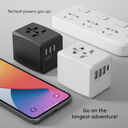 Punjač mreže Techsuit HHT904-B3 Travel, 30W, 3A, 3 x USB-A - 1 x USB-C, Beli